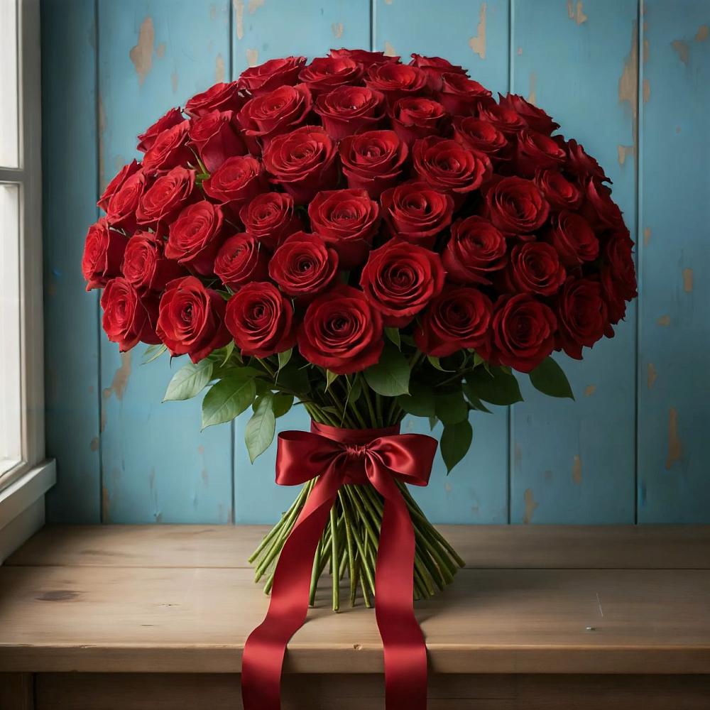 Букет Красные розы Блэк Меджик в Инском