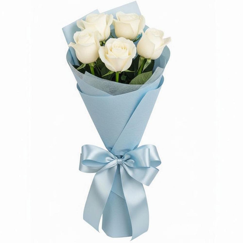 Букет 5 Белых роз Проуд в Инском