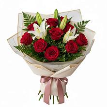 Букет цветов из:  Лилии и Розы в Инском