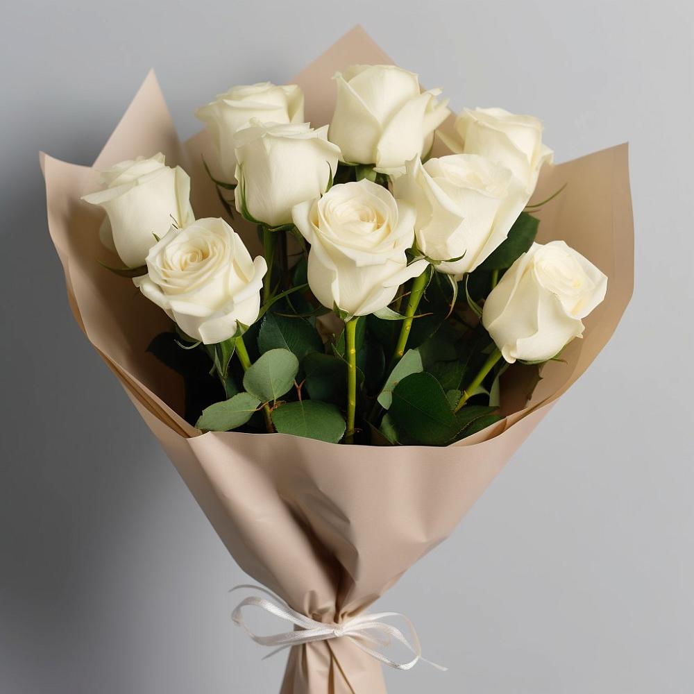 Букет 9 Белых роз Эдлесс Лав в Инском