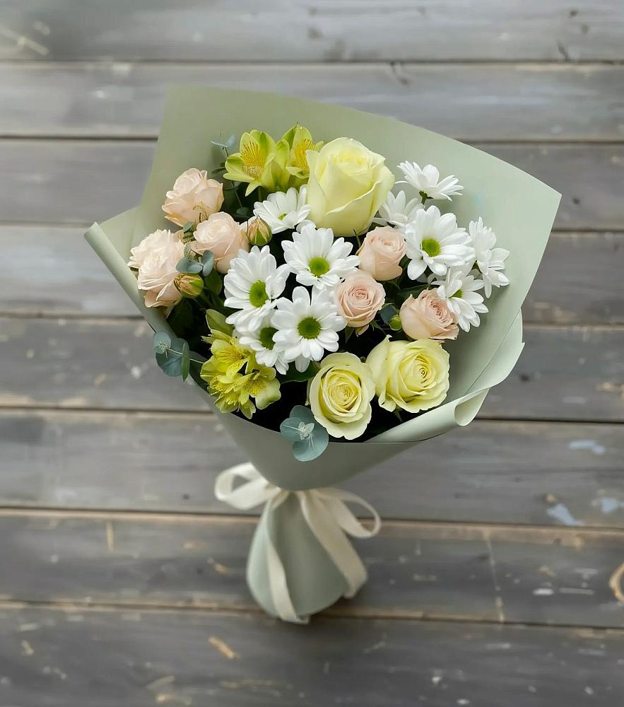 Букет цветов из: Альстромерии, Розы и Хризантемы в Инском