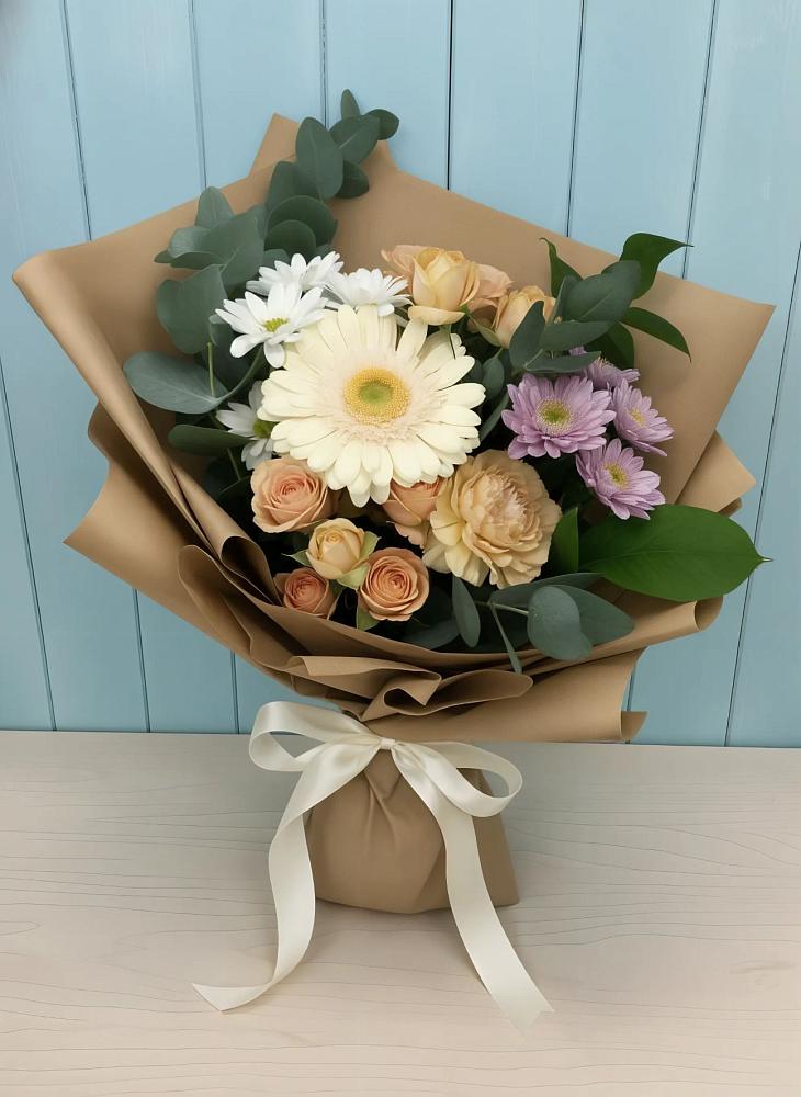 Букет цветов из: Герберы и Хризантемы в Инском