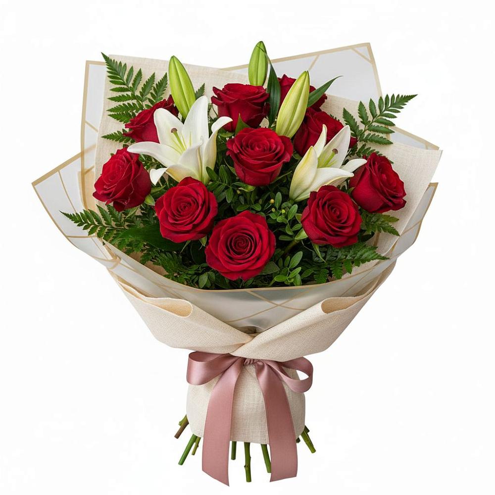 Букет цветов из: Лилии и Розы в Инском