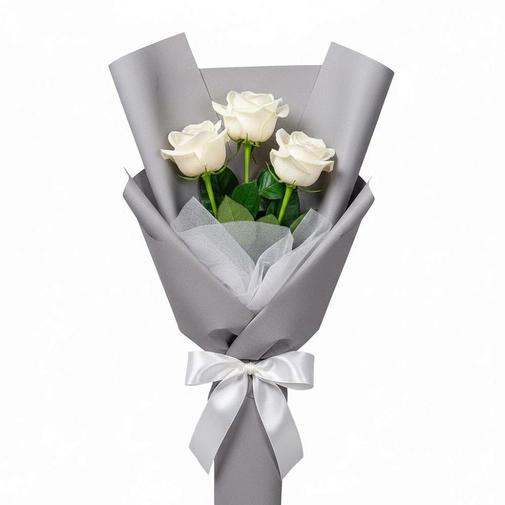 Букет 3 белые розы в Инском