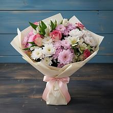 Букет цветов из:  Хризантемы, Альстромерии и Розы в Инском