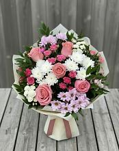 Букет цветов из:  Альстромерии, Гвоздики, Розы и Хризантемы в Инском