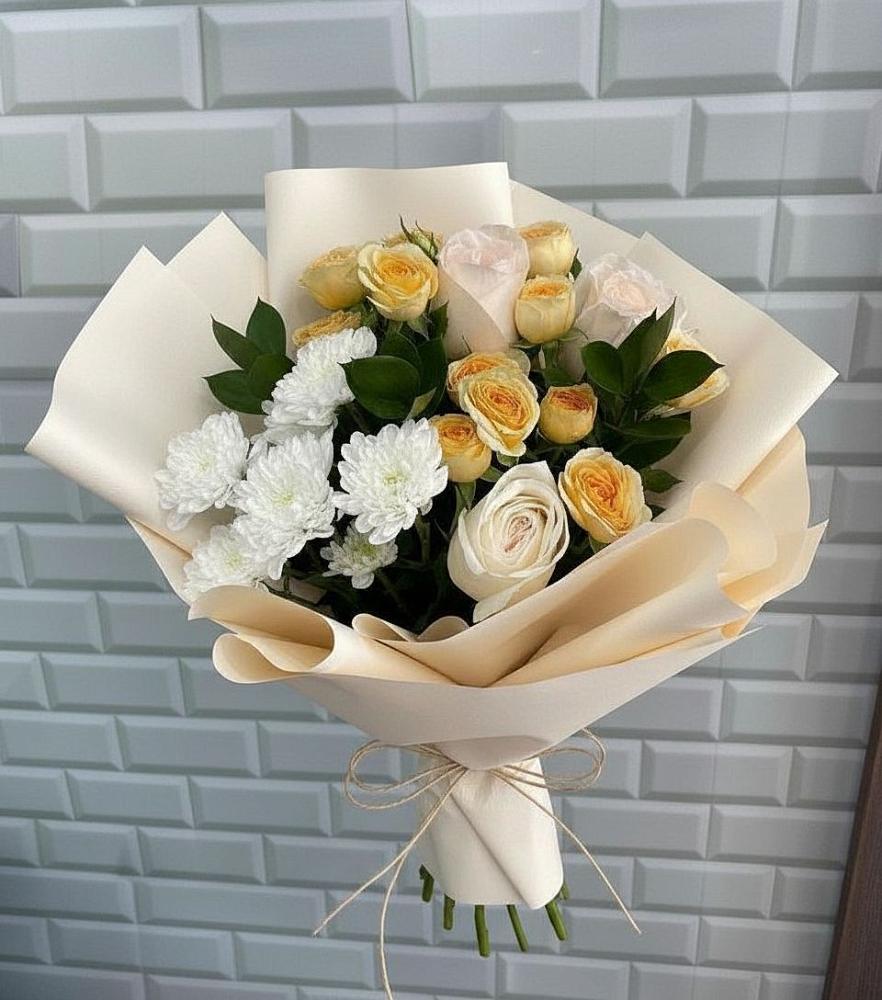 Букет цветов из: Розы и Хризантемы в Инском