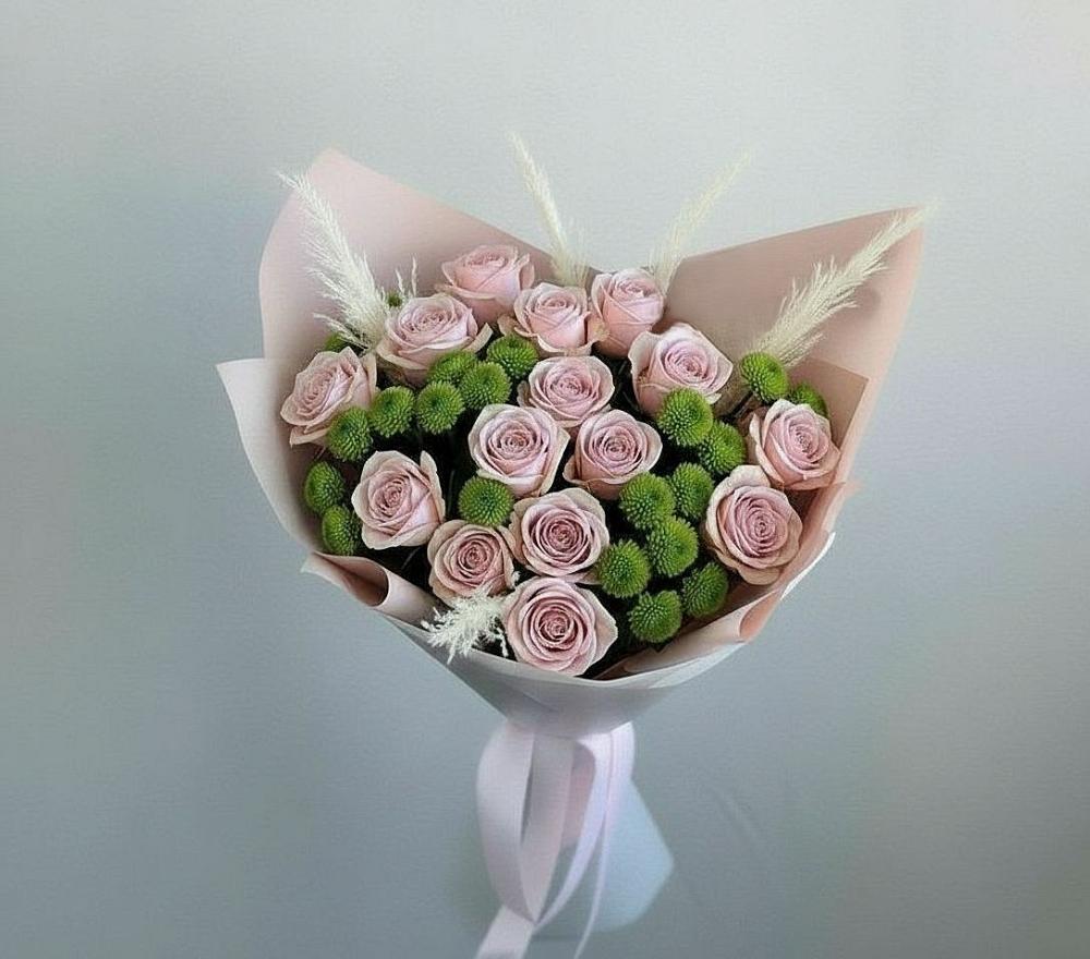 Букет цветов из: Розы и Хризантемы в Инском