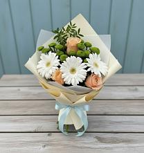 Букет цветов из:  Герберы, Розы и Хризантемы в Инском