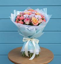 Букет цветов из:  Хризантемы и Розы в Инском